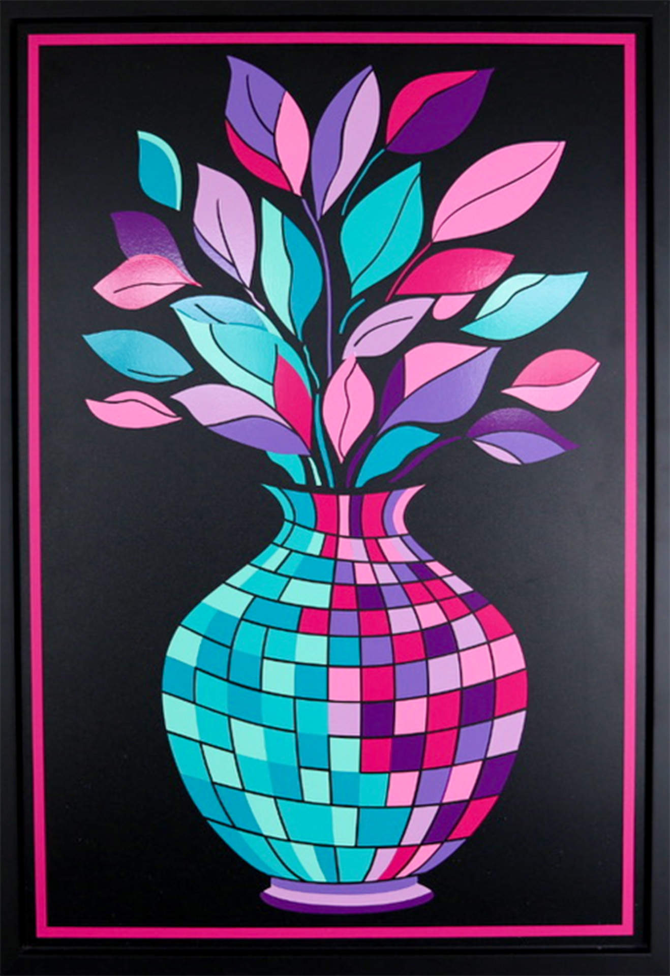 mosaic vase on black